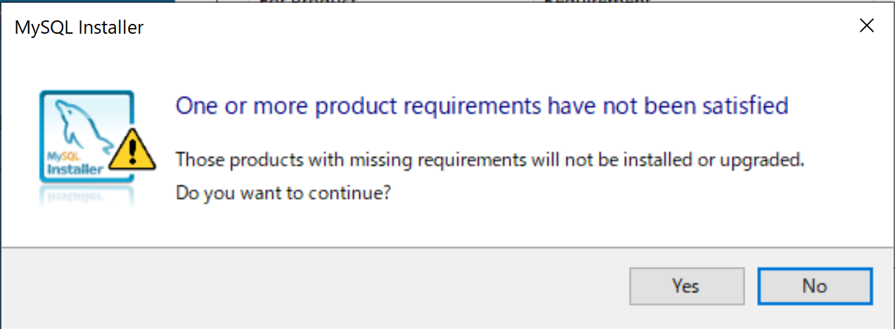 product requirements habe not been satisfied